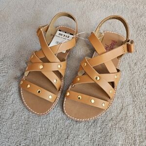 Rachel Shoes Tan Strappy Kids Sandals Size 13